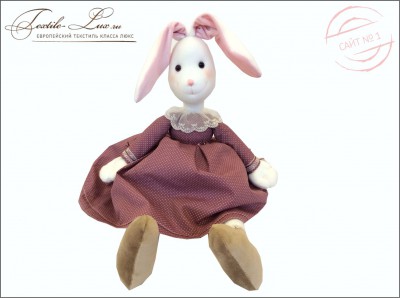 Заяц девочка в платье с воротничком коллекционная игрушка