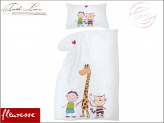 Детский комплект постельного белья "Мальчик с котом и жирафом"