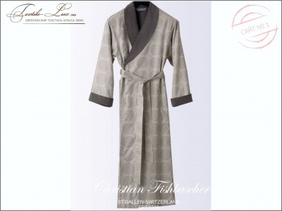  Халат мужской Les Jacquard Dotty Grey Мужской сатиновый халат с махровой  подкладкой