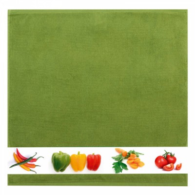 Набор полотенец для кухни &quot;Овощи зеленый&quot;     100% хлопок